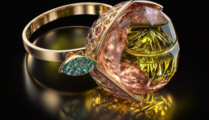 Cocktail large and flashy ring that is designed Ai generated art