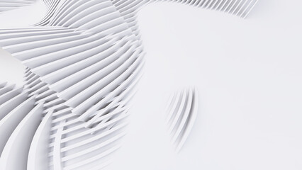 Abstract Curved Shapes. White Circular Background.