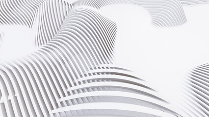 Abstract Curved Shapes. White Circular Background.