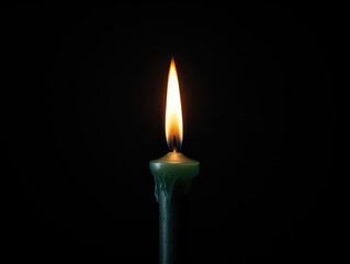Close-up of a single unlit candle in a dark room.
