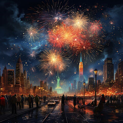 Fototapeta na wymiar New Years Eve Fireworks