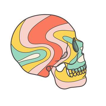 Colorful human skull