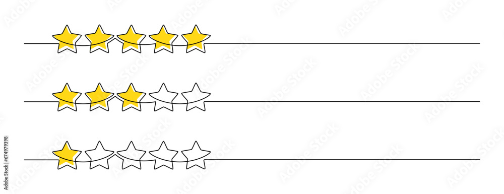 Poster one continuous line drawing set of stars. rating service, high quality review and customer feedback 