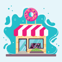Isolated colored donut shop building icon sketch icon Vector