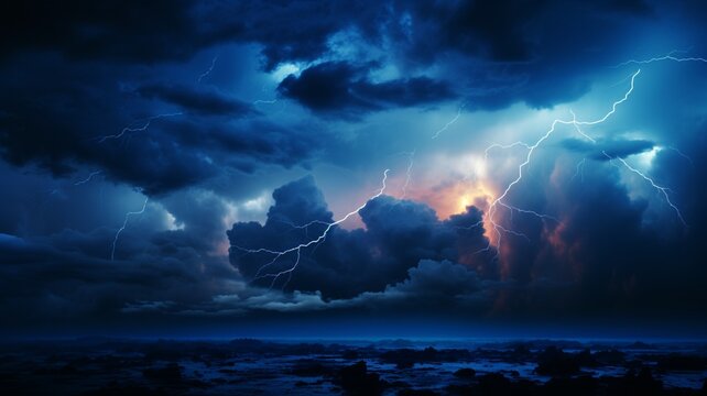 Amazing blue sky lightning high resolution beautiful photo Ai generated art