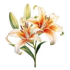 Obraz premium Orange lily isolated on white. Generative AI.