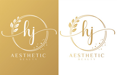Initial H and J Feminine Logo Design