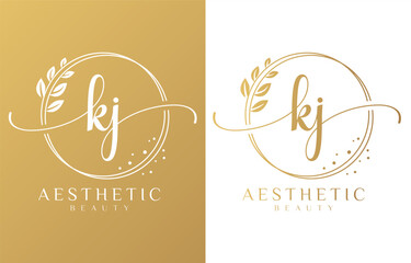 Initial K and J Feminine Logo Design