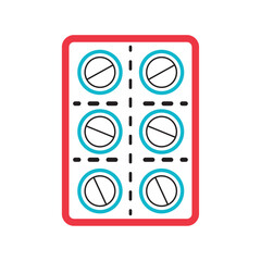 Isolated group of pills medical icon Vector