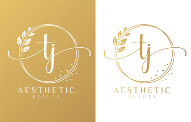 Initial T and J Feminine Logo Design