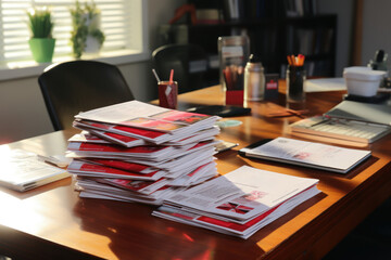 A stack of pamphlets and informational brochures about HIV/AIDS. Concept of accessible information. Generative Ai.