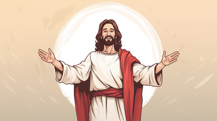 With a soul stirring vision, this drawing captures the essence of Jesus, arms wide open, a serene and astonishing embodiment of divine grace and wonder.