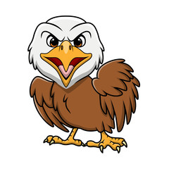 Cute eagle cartoon on white background