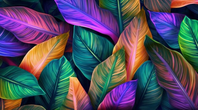 Colorful leaf rainbow leaves foliage autumn wallpaper image AI generated art
