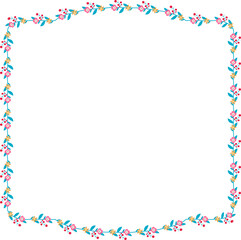 Obraz premium Horizontal Frame Wreath flower floral leaf borders Square shape colorful natural cute blossom love green pink decoration Branch laurel vintage frames Botanical ornate Elements design badge decoration 