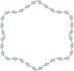 Horizontal Frame Wreath flower floral leaf borders Square shape colorful natural cute blossom love green pink decoration Branch laurel vintage frames Botanical ornate Elements design badge decoration 