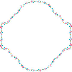 Horizontal Frame Wreath flower floral leaf borders Square shape colorful natural cute blossom love green pink decoration Branch laurel vintage frames Botanical ornate Elements design badge decoration 