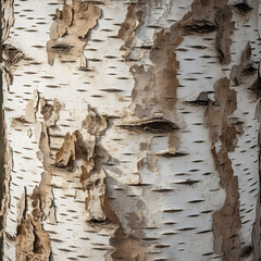 Macro close up of bark on a Birch tree background. Generative ai. 