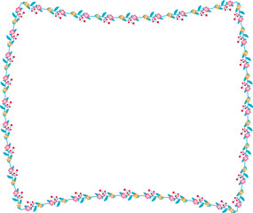 Horizontal Frame Wreath flower floral leaf borders Square shape colorful natural cute blossom love green pink decoration Branch laurel vintage frames Botanical ornate Elements design badge decoration 