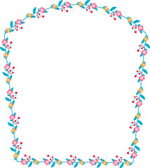 Horizontal Frame Wreath flower floral leaf borders Square shape colorful natural cute blossom love green pink decoration Branch laurel vintage frames Botanical ornate Elements design badge decoration 