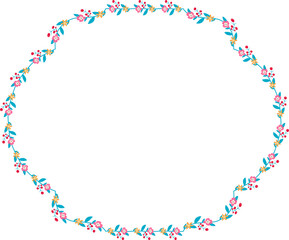 Horizontal Frame Wreath flower floral leaf borders Square shape colorful natural cute blossom love green pink decoration Branch laurel vintage frames Botanical ornate Elements design badge decoration 