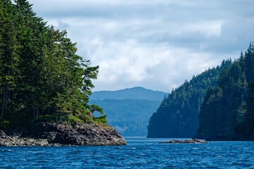 Beautiful view of the Broughton Archipelago, Vancouver Island, British Columbia, Canada