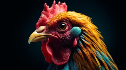 Colorful rooster symbol head angry illustration picture AI generated art