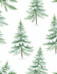 Obraz premium pine trees in a snowfall, winter, christmas