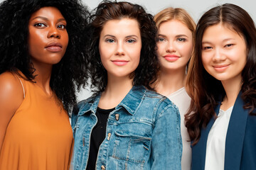 Obraz premium Portrait of four women one is Japanese, two are white and one is black
