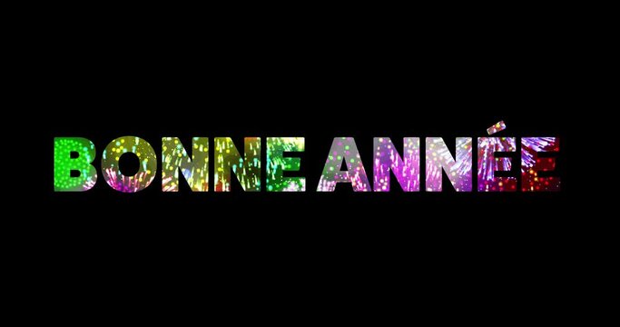 Animation of bonne annee text and fireworks on black background