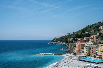 Naklejka premium Scenic view of the coastal Camogli village in Italy.