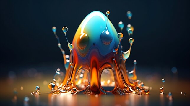 Colorful water droplet creature cartoon funny photography image AI generated art