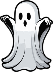 Illustration of a Halloween ghost on a white background