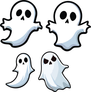 Vector illustration of a cartoon ghost with two black eyes on its head.