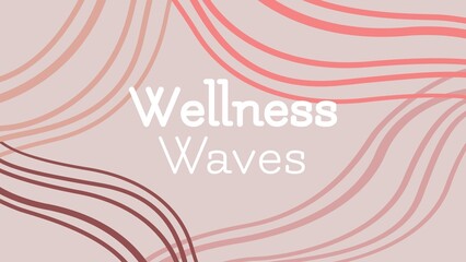 Illustration of wellness waves text with colorful wave patterns on white background