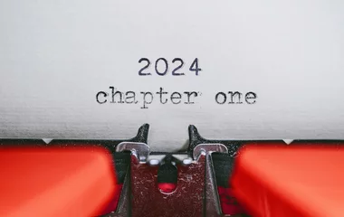 Fotobehang Old Typewriter with following text on paper - 2024 Chapter one. new years concept © Studio_East
