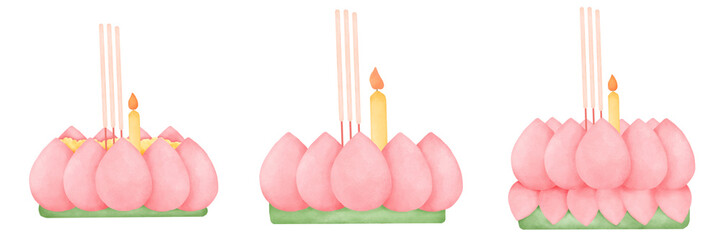 Krathong, Loy Krathong, tradition, culture, Loy Krathong Day, Thai tradition, illustration, cartoon, watercolor