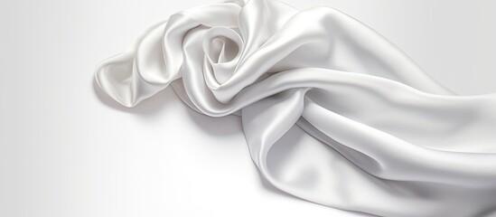 The beautiful white satin scarf made of elegant fabric stands out against the isolated background adding a touch of sophistication to any outfit and making it a must have accessory for fashi