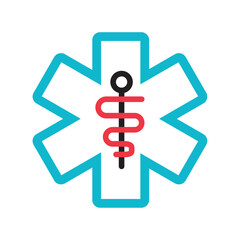 Outline of a cross with a medicine icon Vector