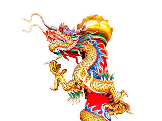 Fototapeta na wymiar Golden Dragon Chinese natural backdrop of a motion blur.