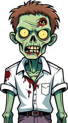 Vector illustration of a male zombie against a white backdrop.