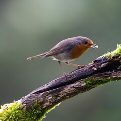 European robin (Erithacus rubecula) perched on a branch