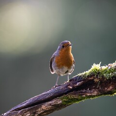 European robin (Erithacus rubecula) perched on a branch