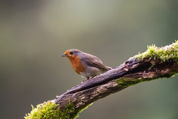 European robin (Erithacus rubecula) perched on a branch