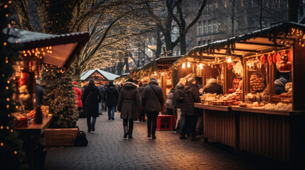 A festive Christmas market scene