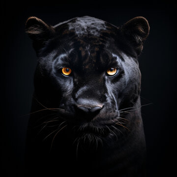 a black panther portrait illustration on black