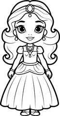Cute princess outline drawing