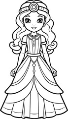 Cute princess outline drawing