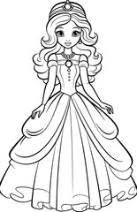 Cute princess outline drawing