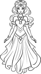 Cute princess outline drawing